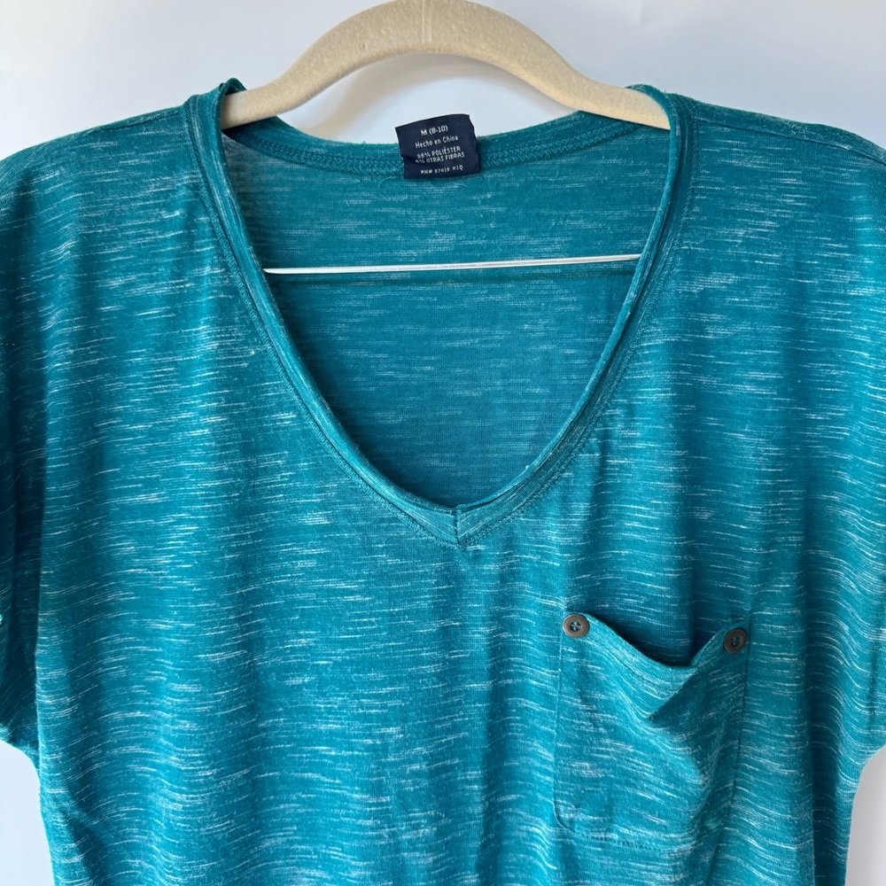 Faded Glory Womens T Shirt with Chest Pocket Turquoise Blue Green Medium - Picture 3 of 9